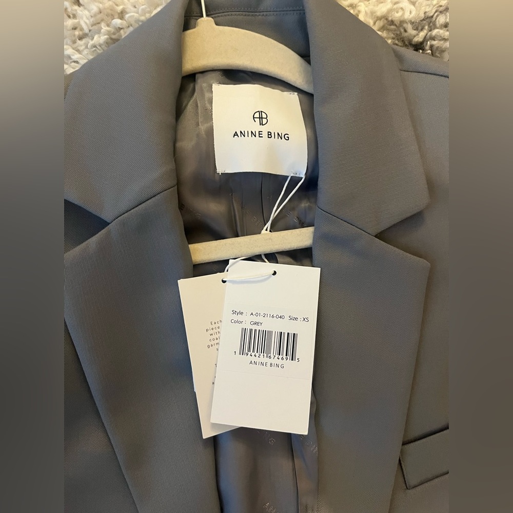 NWT Anine Bing Classic Blazer gray. Size XS. - Picture 2 of 2